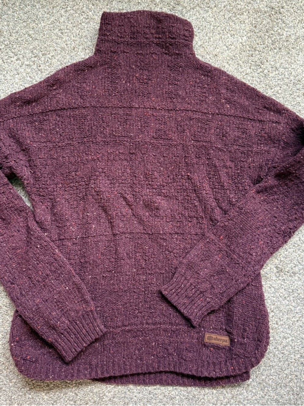 Sherpa Maroon Knit Turtleneck Sweater Sz S
